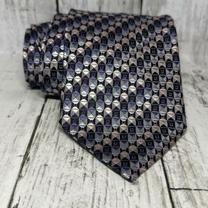 Roberto Villini Geometric Handmade Silk necktie Tie Purple Pink